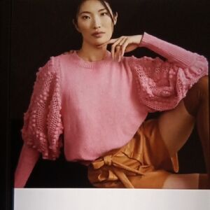 Stella Pardo Barbie Pink Chochet Sleeves Sweater Luxury Party Womens Small